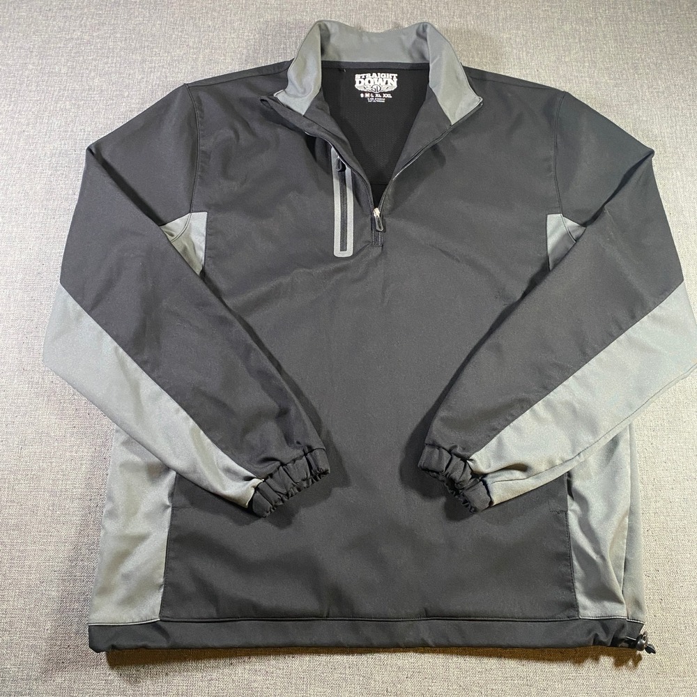 Straight Down Mens Pullover‎ Jacket Gray Black Golf Athletic Small